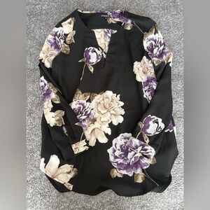Dynamite Black with Floral Print Blouse. Size medium